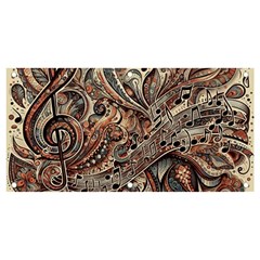 Paisley Print Musical Notes5 Banner And Sign 4  X 2  by RiverRootz