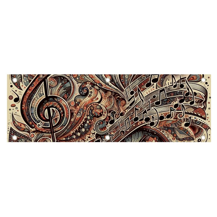 Paisley Print Musical Notes5 Banner and Sign 6  x 2 