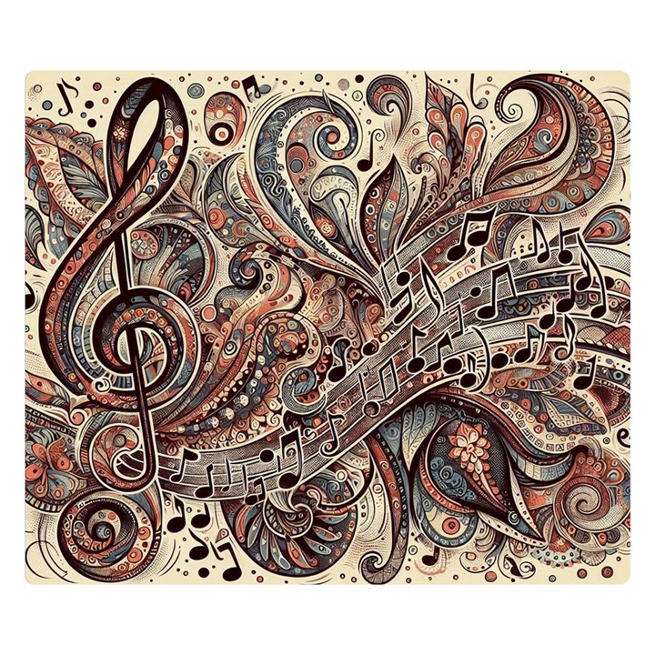 Paisley Print Musical Notes5 Premium Plush Fleece Blanket (Small)