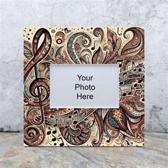 Paisley Print Musical Notes5 White Box Photo Frame 4  X 6  by RiverRootz