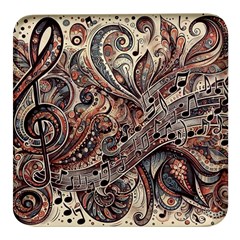 Paisley Print Musical Notes5 Square Glass Fridge Magnet (4 Pack) by RiverRootz