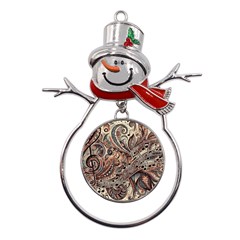 Paisley Print Musical Notes5 Metal Snowman Ornament