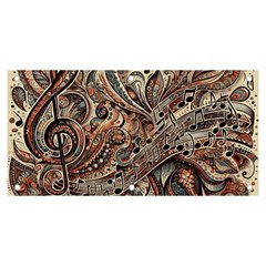 Paisley Print Musical Notes5 Banner And Sign 6  X 3  by RiverRootz