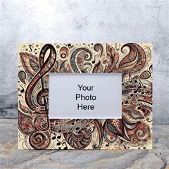 Paisley Print Musical Notes5 White Tabletop Photo Frame 4 x6 