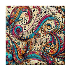 Paisley Print Musical Notes Tile Coaster