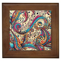 Paisley Print Musical Notes Framed Tile by RiverRootz