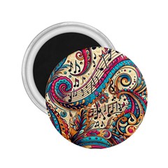 Paisley Print Musical Notes 2 25  Magnets by RiverRootz