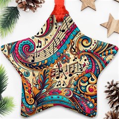 Paisley Print Musical Notes Ornament (star) by RiverRootz