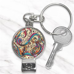 Paisley Print Musical Notes Nail Clippers Key Chain by RiverRootz