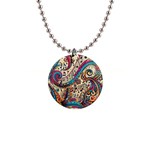 Paisley Print Musical Notes 1  Button Necklace Front