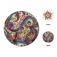 Paisley Print Musical Notes Playing Cards Single Design (round)