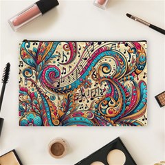 Paisley Print Musical Notes Cosmetic Bag (large) by RiverRootz