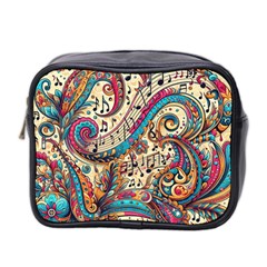 Paisley Print Musical Notes Mini Toiletries Bag (two Sides) by RiverRootz