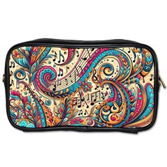 Paisley Print Musical Notes Toiletries Bag (one Side) by RiverRootz