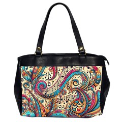 Paisley Print Musical Notes Oversize Office Handbag (2 Sides) by RiverRootz