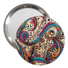 Paisley Print Musical Notes 3  Handbag Mirrors by RiverRootz