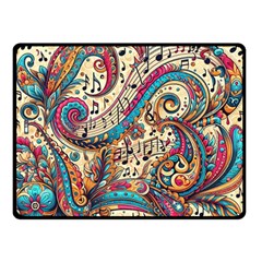 Paisley Print Musical Notes Two Sides Fleece Blanket (small) by RiverRootz