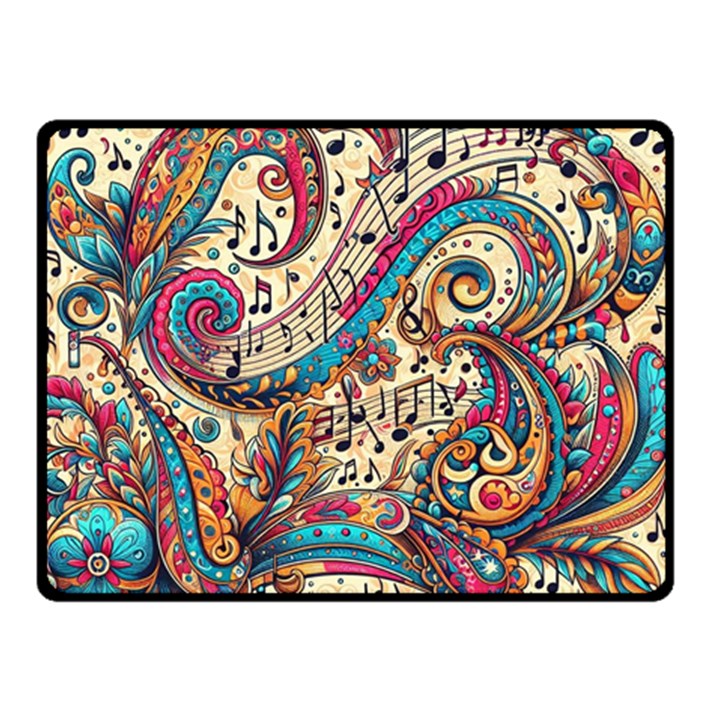 Paisley Print Musical Notes Two Sides Fleece Blanket (Small)