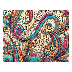 Paisley Print Musical Notes Two Sides Premium Plush Fleece Blanket (large) by RiverRootz