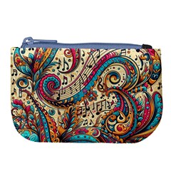 Paisley Print Musical Notes Large Coin Purse by RiverRootz