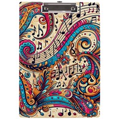 Paisley Print Musical Notes A4 Acrylic Clipboard by RiverRootz