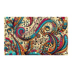 Paisley Print Musical Notes Banner And Sign 5  X 3  by RiverRootz