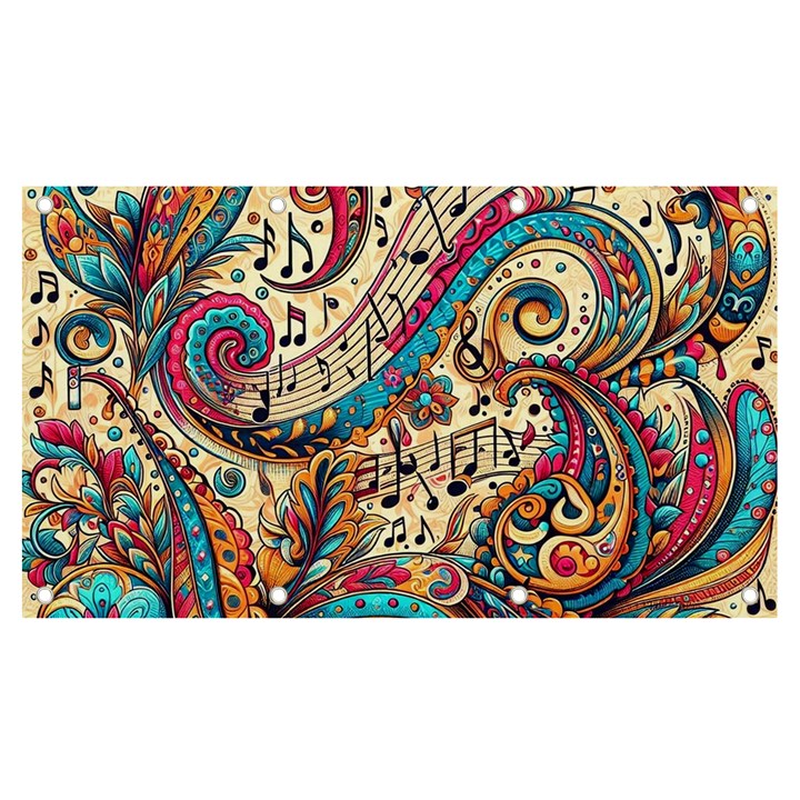 Paisley Print Musical Notes Banner and Sign 7  x 4 