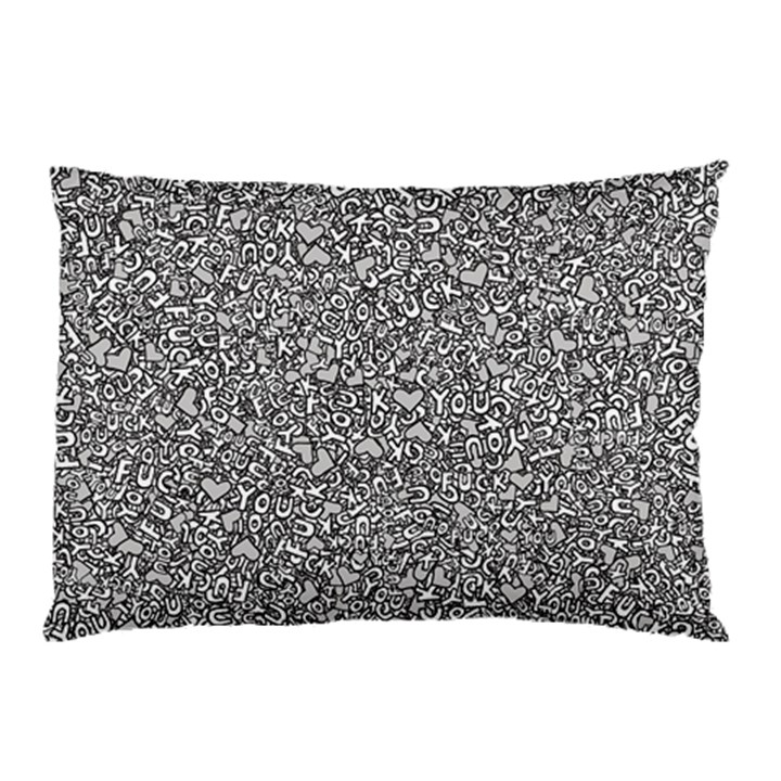 Fuck You Phrase Sketchy Drawing Motif Random Pattern Black Backgrond Pillow Case (Two Sides)