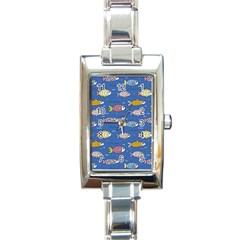 Sea Fish Blue Submarine Animals Patteen Rectangle Italian Charm Watch by Maspions