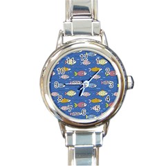 Sea Fish Blue Submarine Animals Patteen Round Italian Charm Watch by Maspions