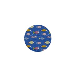 Sea Fish Blue Submarine Animals Patteen 1  Mini Buttons