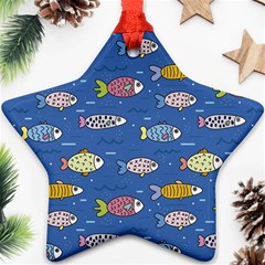 Sea Fish Blue Submarine Animals Patteen Ornament (star)