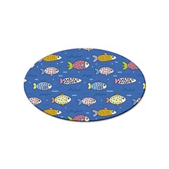 Sea Fish Blue Submarine Animals Patteen Sticker Oval (10 Pack) by Maspions