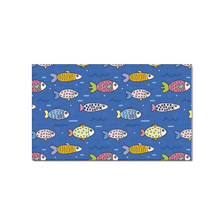 Sea Fish Blue Submarine Animals Patteen Sticker Rectangular (10 pack)