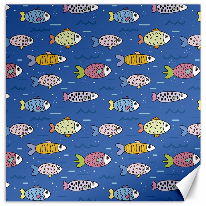 Sea Fish Blue Submarine Animals Patteen Canvas 16  x 16 