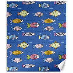 Sea Fish Blue Submarine Animals Patteen Canvas 20  X 24 