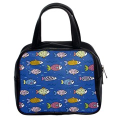 Sea Fish Blue Submarine Animals Patteen Classic Handbag (two Sides)