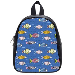 Sea Fish Blue Submarine Animals Patteen School Bag (small)