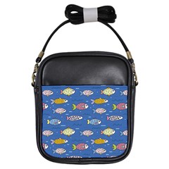 Sea Fish Blue Submarine Animals Patteen Girls Sling Bag