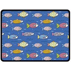 Sea Fish Blue Submarine Animals Patteen Fleece Blanket (large)