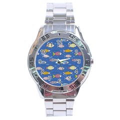 Sea Fish Blue Submarine Animals Patteen Stainless Steel Analogue Watch by Maspions