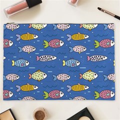 Sea Fish Blue Submarine Animals Patteen Cosmetic Bag (xxl)