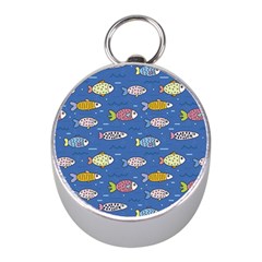 Sea Fish Blue Submarine Animals Patteen Mini Silver Compasses by Maspions