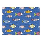 Sea Fish Blue Submarine Animals Patteen Two Sides Premium Plush Fleece Blanket (Mini) 35 x27  Blanket Front