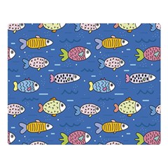 Sea Fish Blue Submarine Animals Patteen Two Sides Premium Plush Fleece Blanket (large)