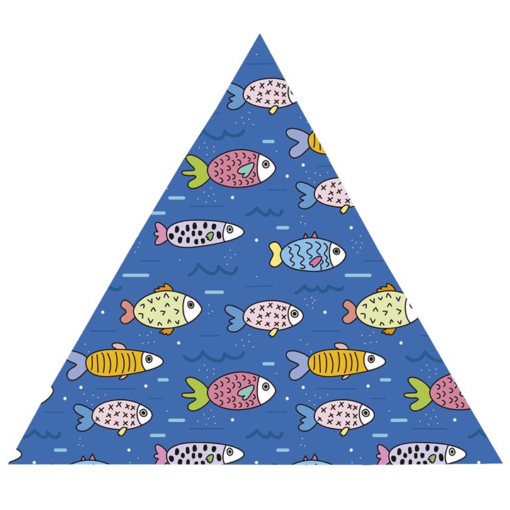 Sea Fish Blue Submarine Animals Patteen Wooden Puzzle Triangle