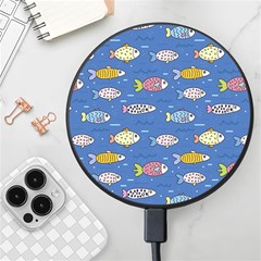 Sea Fish Blue Submarine Animals Patteen Wireless Fast Charger(black)