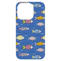 Sea Fish Blue Submarine Animals Patteen Iphone 14 Pro Black Uv Print Case by Maspions