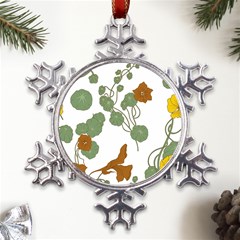 Nasturtium Flowers Plant Leaves Metal Large Snowflake Ornament by Ndabl3x