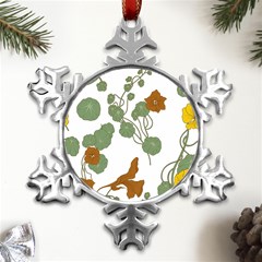 Nasturtium Flowers Plant Leaves Metal Small Snowflake Ornament by Ndabl3x